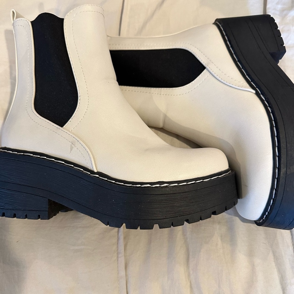 White boots with black sole